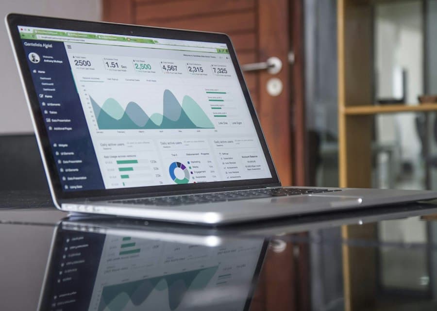 Laptop showing a sales analytics dashboard
